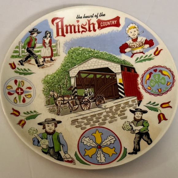 Vintage Amish Folk Art Plate, Collectible & Rustic Home Decor, Good Condition - Picture 4 of 14